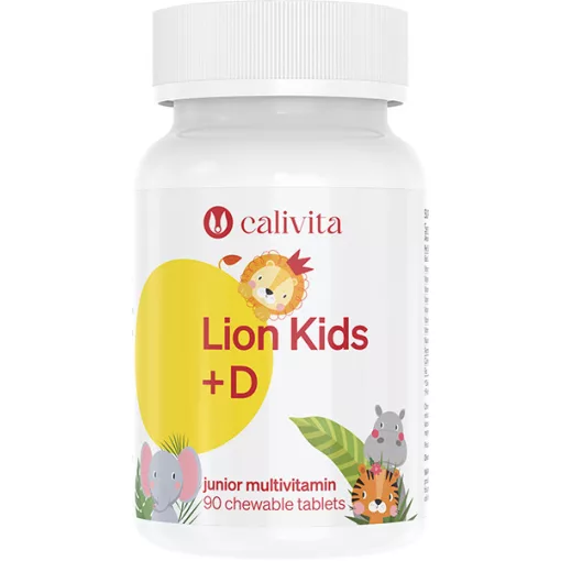 CaliVita Lion Kids + Vitamin D (90 tablete masticabile)Multivitamine pentru copii